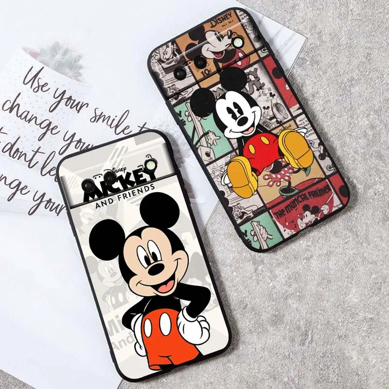 Disney París Minnie Mickey para Google Pixel 9a 9 8A 8 7 7A 6 6A Pro XL 2024 5G negro suave TPU funda de silicona para teléfono - imagen 4