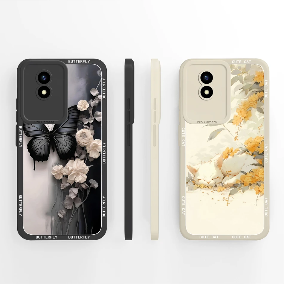 Para Vivo Y02 Y02A Y02T Y02S funda de teléfono patrones coloridos parachoques de silicona líquida suave para Vivo Y 02 carcasa protectora a prueba de golpes - imagen 2