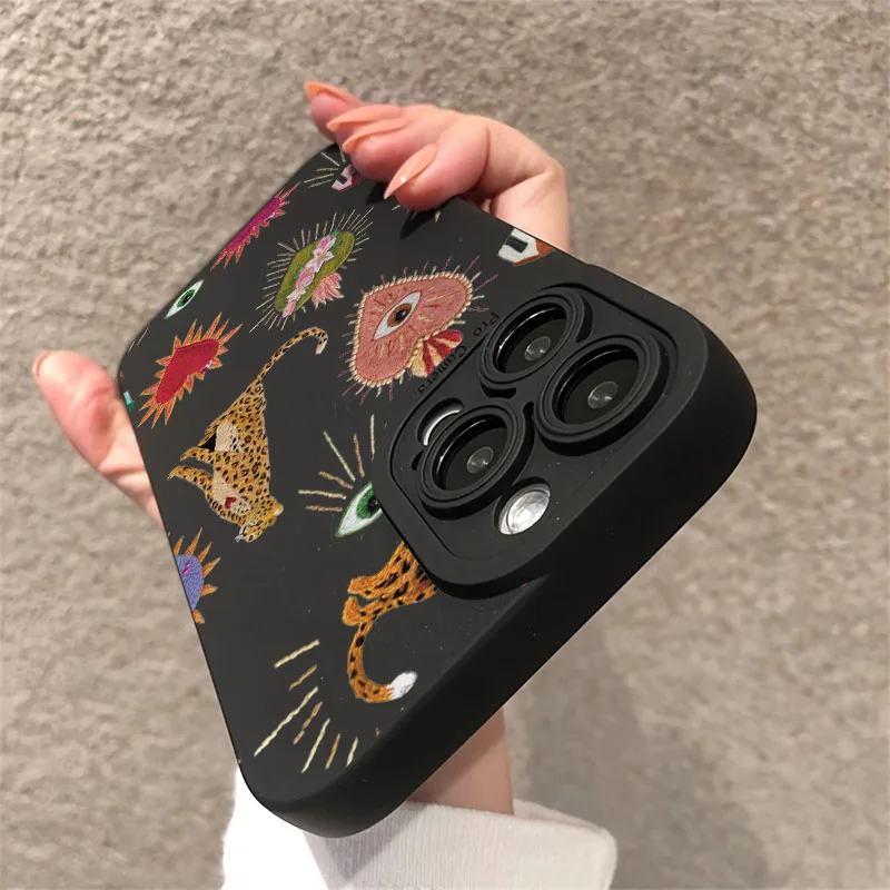 Funda de teléfono negra con diseño de ojo de leopardo para Xiaomi Redmi Note 14 13 12 Pro Plus 5G 12S 11 10 Redmi 14C 13C 4G, funda de silicona - imagen 2