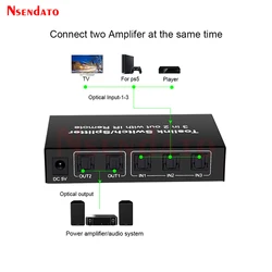 Conmutador óptico de audio SPDIF Toslink con control remoto IR