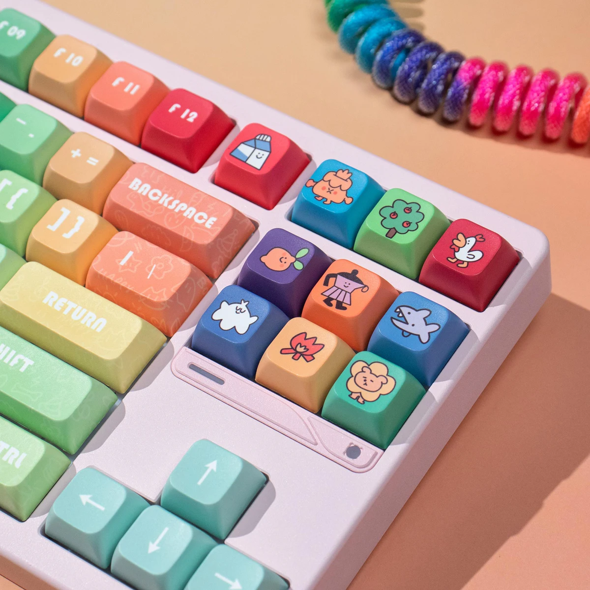 132 teclas gradiente Arco Iris XDA altura Keycap PBT sublimación de tinte tapas de teclas coloridas para teclado mecánico de eje magnético Madlions - imagen 5