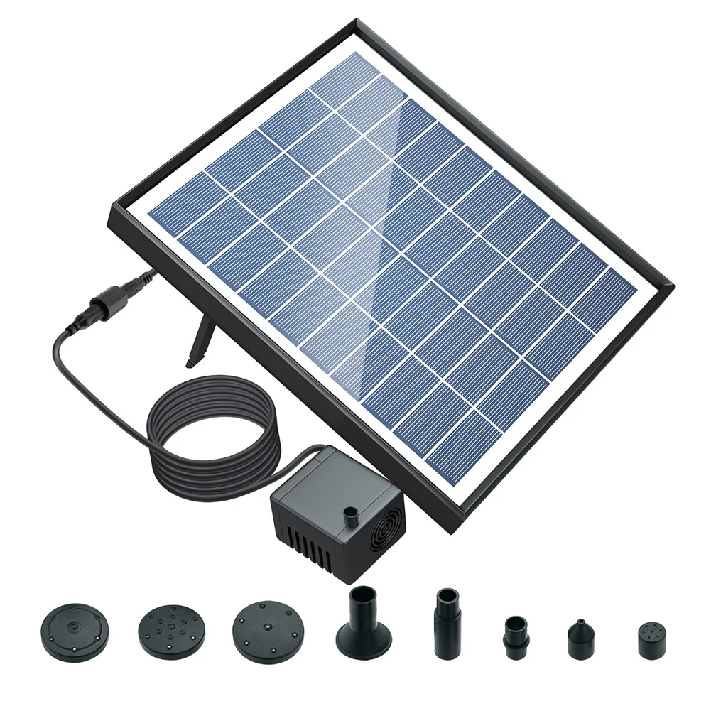 Kit de bomba de fuente Solar de 6,5 W con 8 boquillas, Kit de Panel Solar, Panel de energía Solar, bomba de fuente de agua para jardín, piscina, fuente de agua - imagen 2