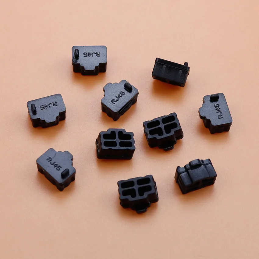 JCD 10 Uds puerto de concentrador Ethernet RJ45 tapa protectora antipolvo enchufe RJ45 conector hembra conector de silicona - imagen 5