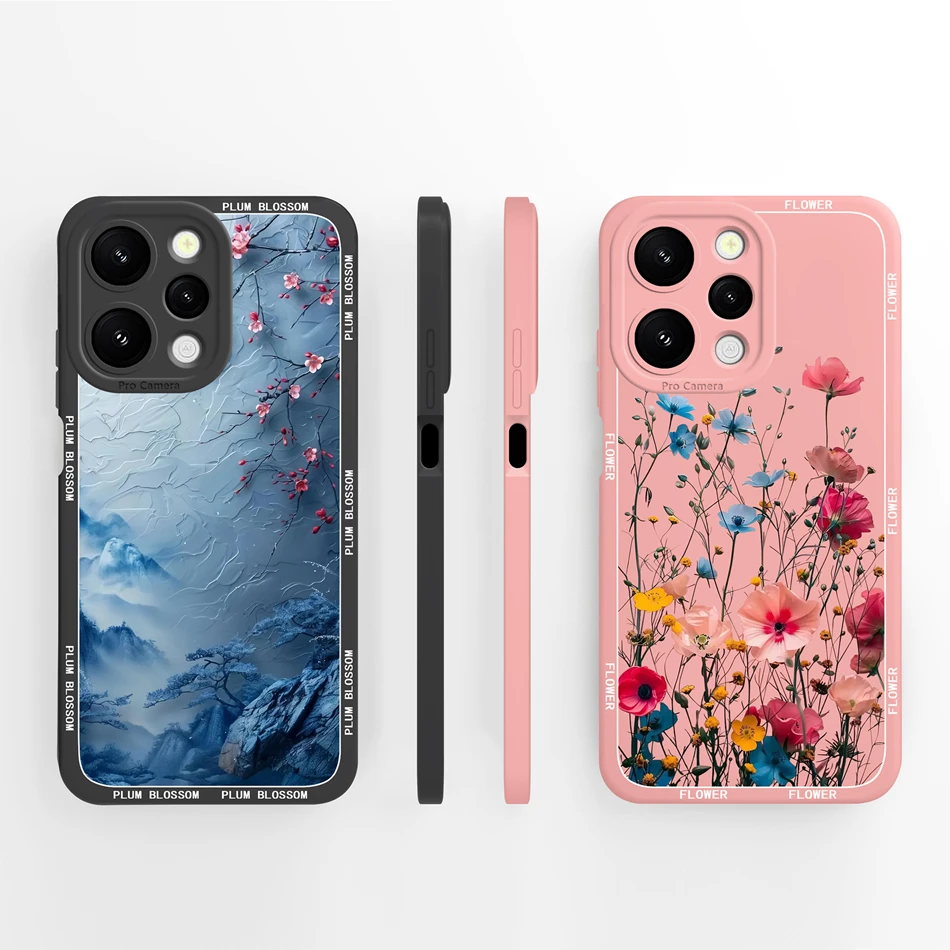 Para Redmi Note 12 Pro Plus Funda de teléfono con estampado Floral contraportada para Redmi Note12 4G 5G Funda de silicona líquida suave de alta calidad - imagen 2