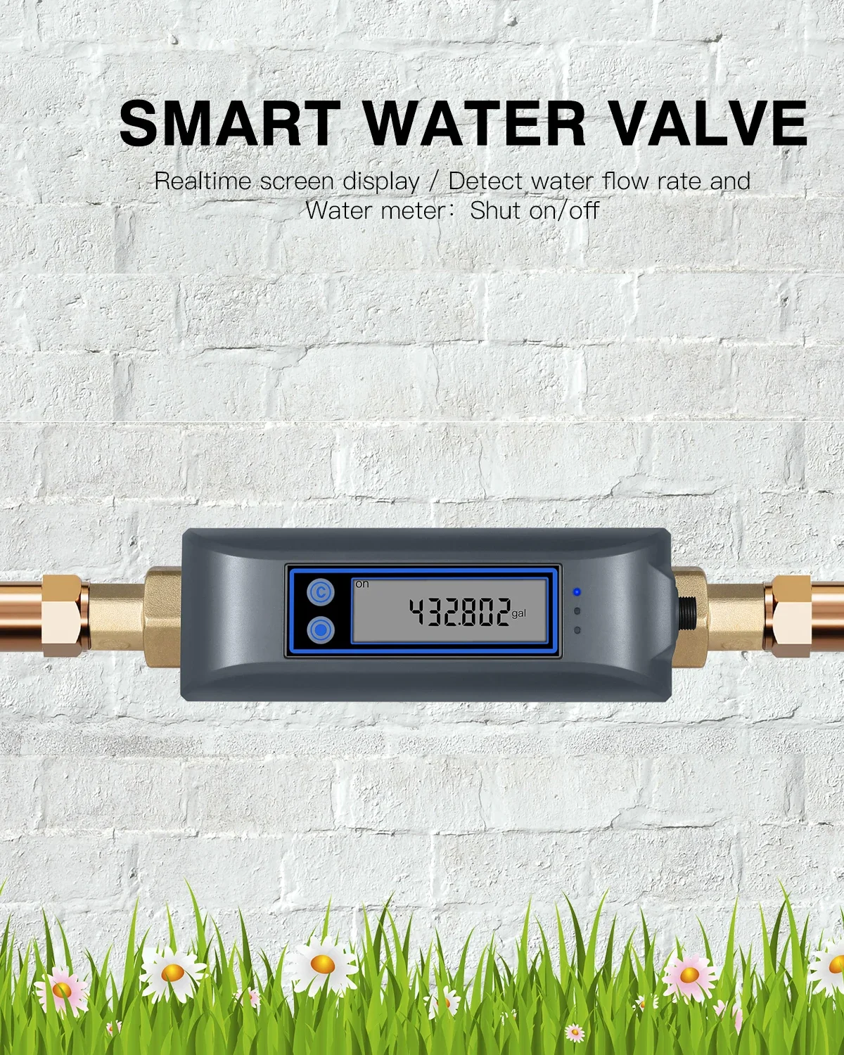 Tuya-válvula de agua inteligente WiFi, medidor de flujo de agua con cierre, batería recargable integrada para tubería de 3/4 pulgadas de diámetro DN20 - imagen 4