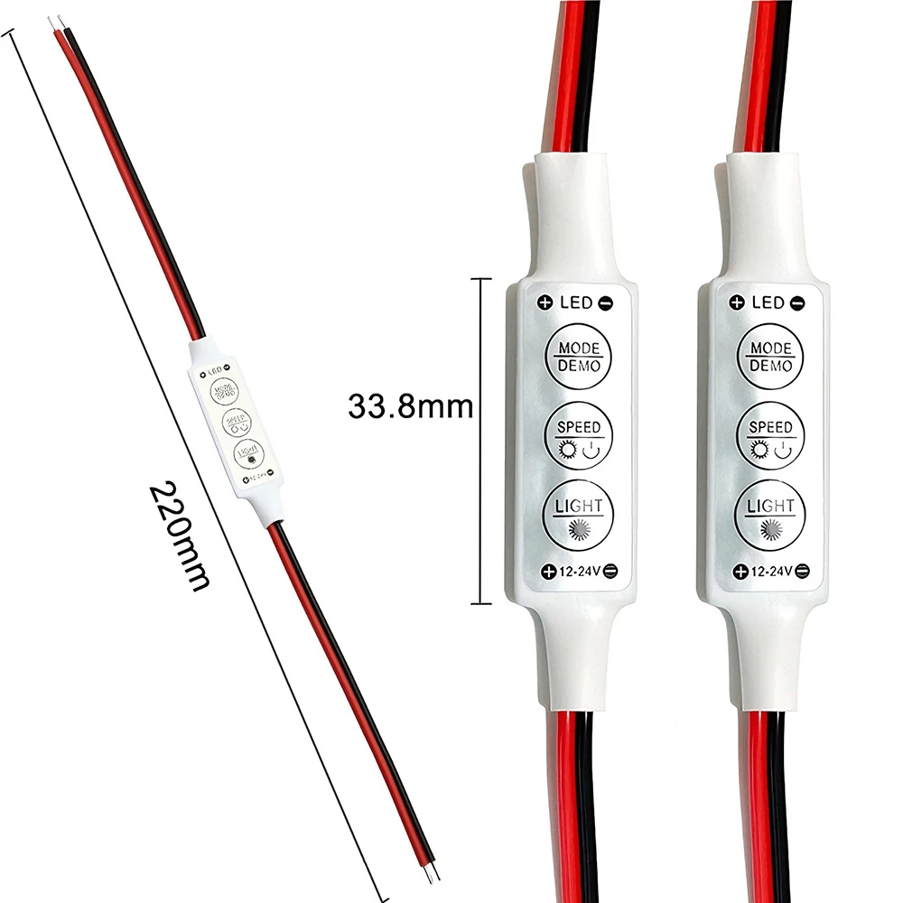10 Uds Mini 12V luz LED atenuación 3 teclas controlador de un solo Color controlador de atenuación y interruptor para 3528 5050 5630 tira de luz Led - imagen 4