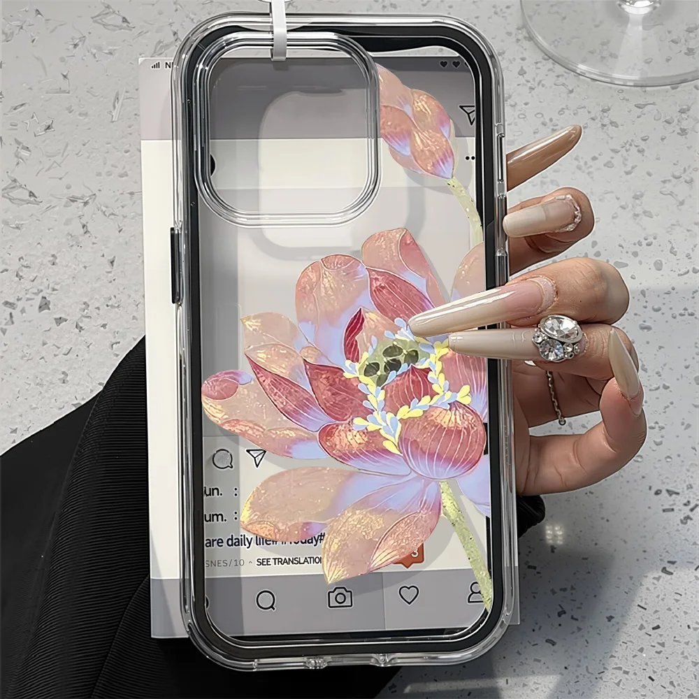 Funda de teléfono 2 en 1 de Color caramelo para iPhone 17 Pro Max 13 16 11 15 14 12 Air 17promax Funda de flor transparente de TPU suave