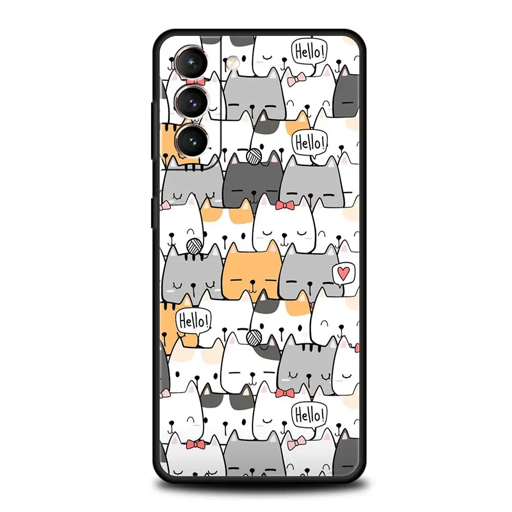 Funda de teléfono de fondo de dibujos animados de gatos lindos para Samsung Galaxy S24, S23, S22, S20 FE, S21 Ultra, 5G, S9, S8, S10 Plus, S10E, 10 Lite, 20 - imagen 2