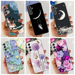 Funda transparente para Samsung Galaxy A24 con diseño de astronauta y flores