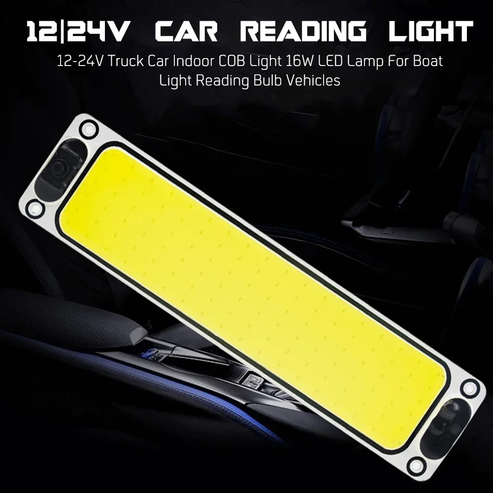 1x blanco Cob 108 SMD Led 12v 24v Panel lámpara de techo Auto Interior de coche placa de lectura luz techo Interior lámpara con cable - imagen 5