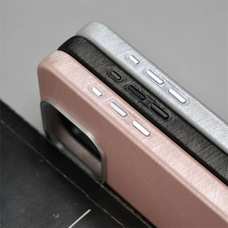 Funda de teléfono Magsafe con textura de cuero y seda de lujo para iPhone 14 15 16 Pro Max Plus, funda dura a prueba de golpes con carga inalámbrica magnética - imagen 5