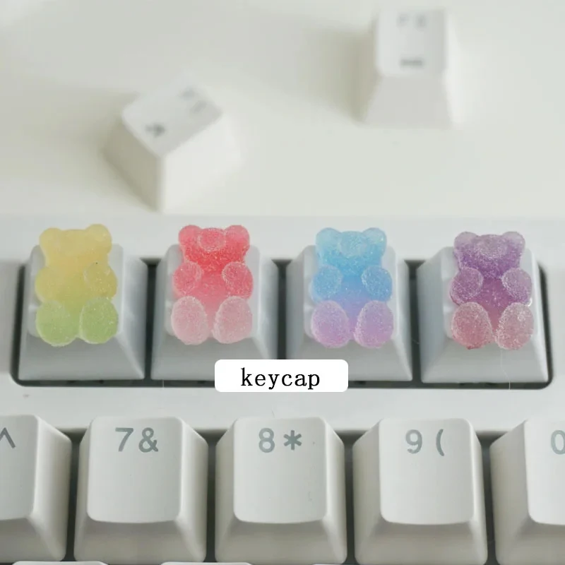 Teclado mecánico de juego de eje transversal R4 ESC, oso de caramelo suave degradado, bonito regalo personalizado