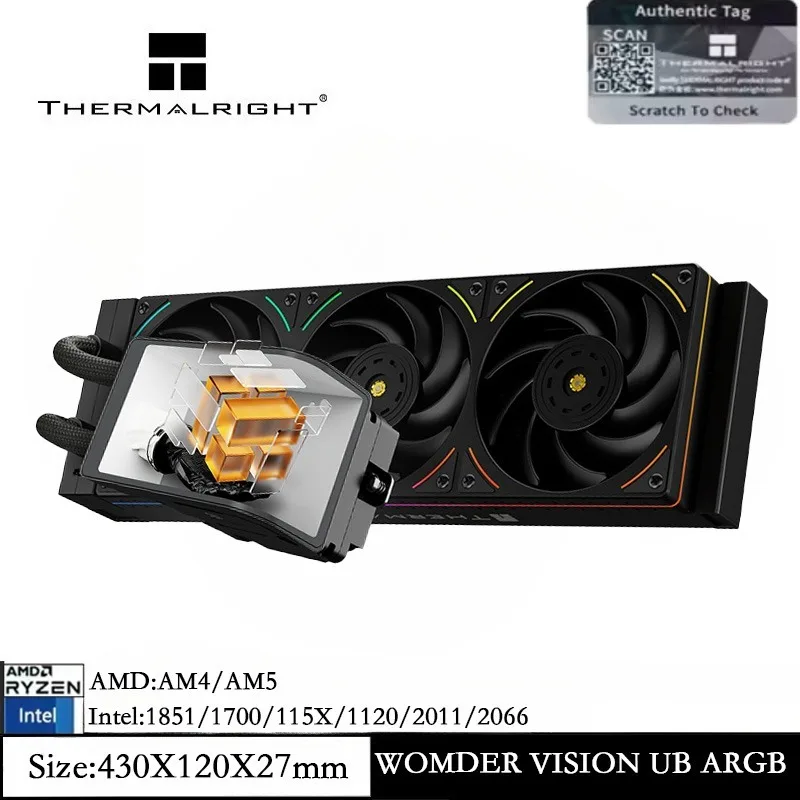 Thermalright Wonder Vision 360 UB ARGB Schwarzer CPU-Wasserkühler, drehbar, 6,67 Zoll, gebogener Bildschirm, 3D, 2K-Auflösung für AM4AM5, Intel1851