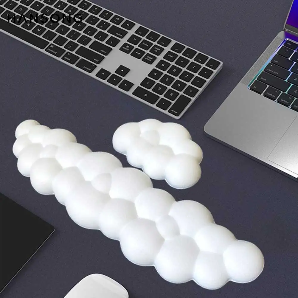 Alfombrilla para reposamuñecas con forma de nube para teclado, alfombrilla antideslizante para escritorio, espuma viscoelástica, reposamanos ergonómico para ratón, reposamuñecas para escribir para oficina - imagen 2
