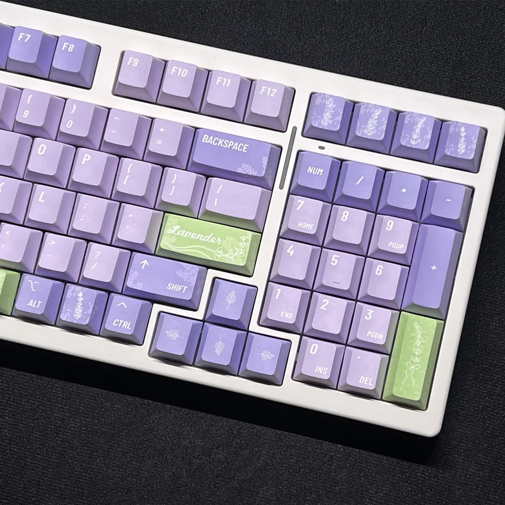 Lavanda Keycap Cherry perfil tinte sublimación PBT Keycap 140 teclas ISO Enter 6.25U 7U barra espaciadora para GH60 GK61 64 68 75 82 96 104 - imagen 4