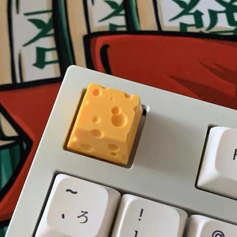 1 unidad de teclas de teclado mecánico DIY, bonitas tapas de teclado de resina con forma de queso, cubierta de llave de eje transversal, accesorios de repuesto - imagen 2