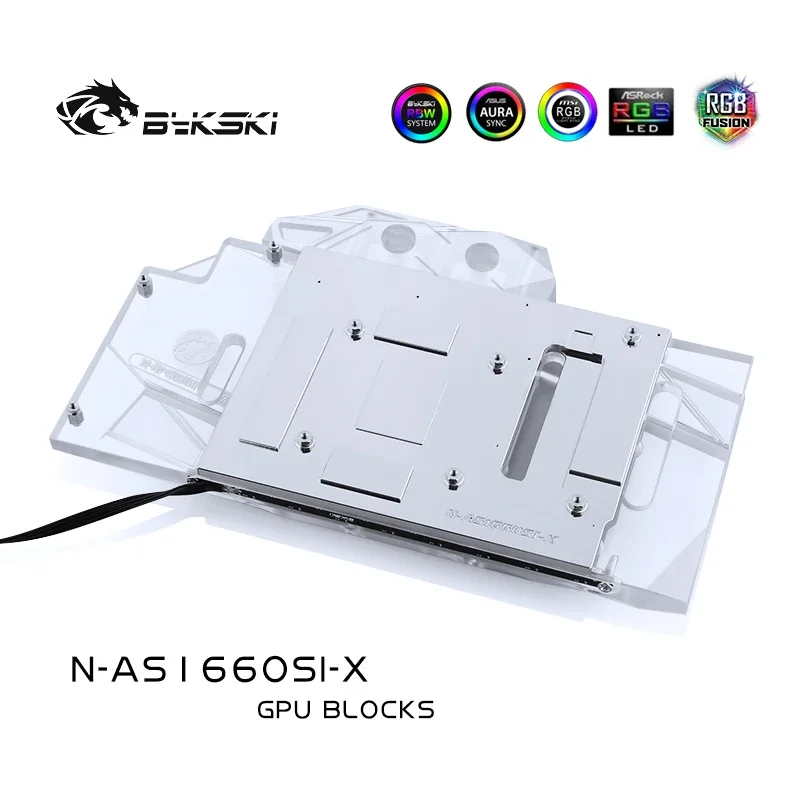 Bykski bloque de agua para ASUS GTX1660-O6G-SI/bloque de radiador de cobre de cubierta completa/3PIN 5V A-RGB/4PIN 12V RGB - imagen 4