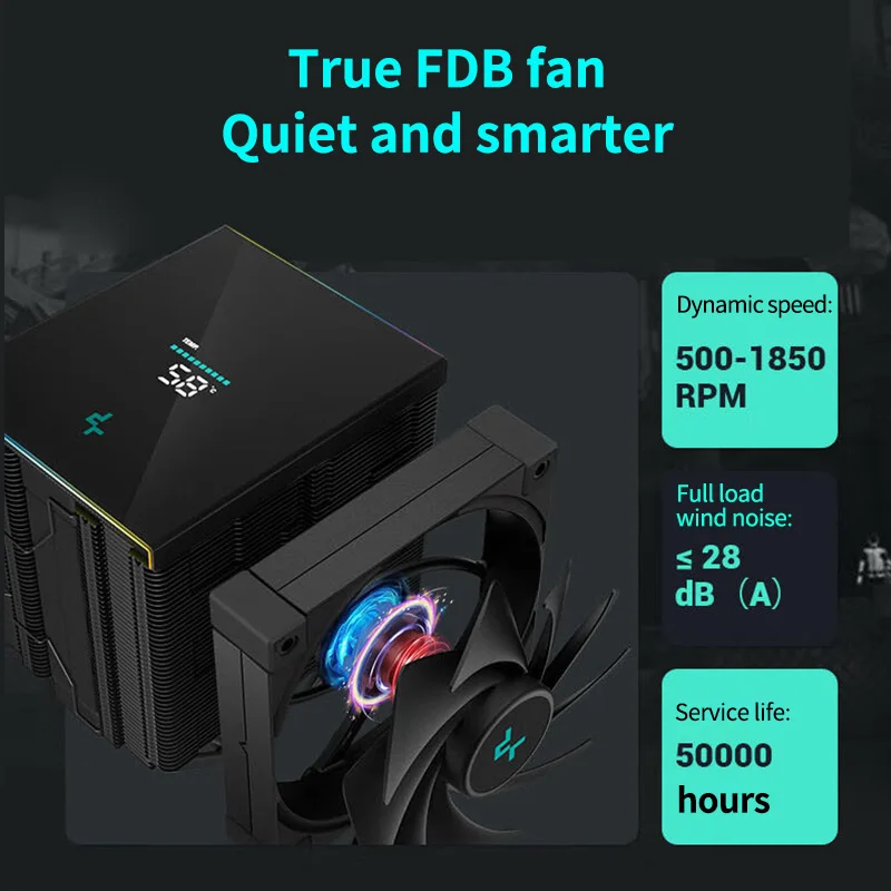 DeepCool-enfriador de CPU Digital, 6 tubos de calor X79 X99, procesador de refrigeración, radiador de aire para 2011 V3 AM4 AM5 1700 2066 115X, AK620 - imagen 3