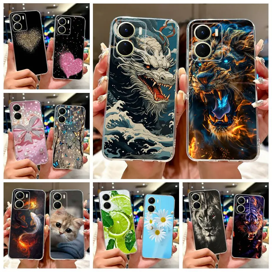 Para Vivo Y16 4G funda V2204 V2214 Cool Dragon cubierta pintada funda de teléfono de silicona suave para Vivo Y56 V2225 Y 16 VivoY16 VivoY56 bolsas
