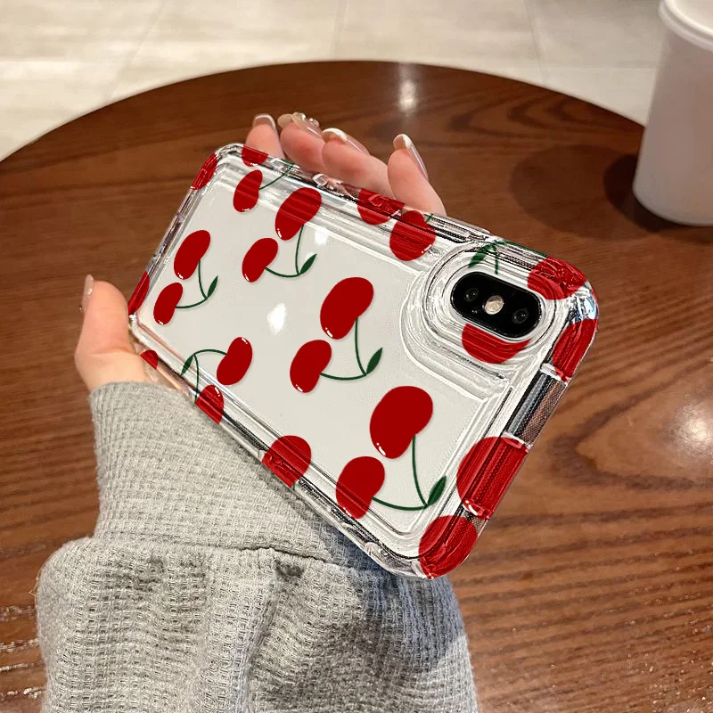 Funda de teléfono transparente para iPhone 15 Pro Max 11 13 14 12 XR X XS 7 8 Plus 15promax 13promax 6 SE 2020 Funda de silicona cereza - imagen 4