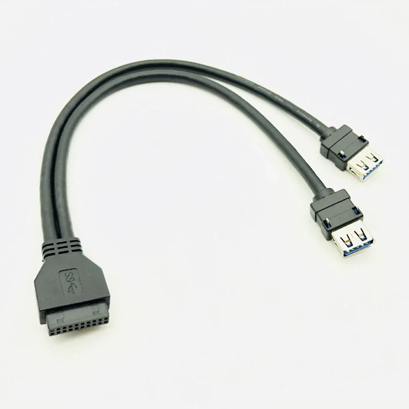 Cable USB 3,0 para Panel frontal de PC, conector USB 3,0, 20 pines, cabezal de doble puerto, adaptador USB 3, pie fijo para montaje en Panel DIY