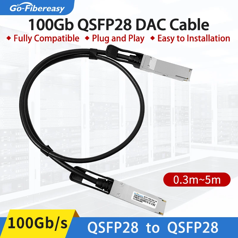 Cable DAC QSFP de 100Gb, conector Twinax pasivo de cobre para interruptor Mikrotik,Huawei y Juniper, 0,5 m,1M,2M,3M,5M, 100G, QSFP28 a QSFP28