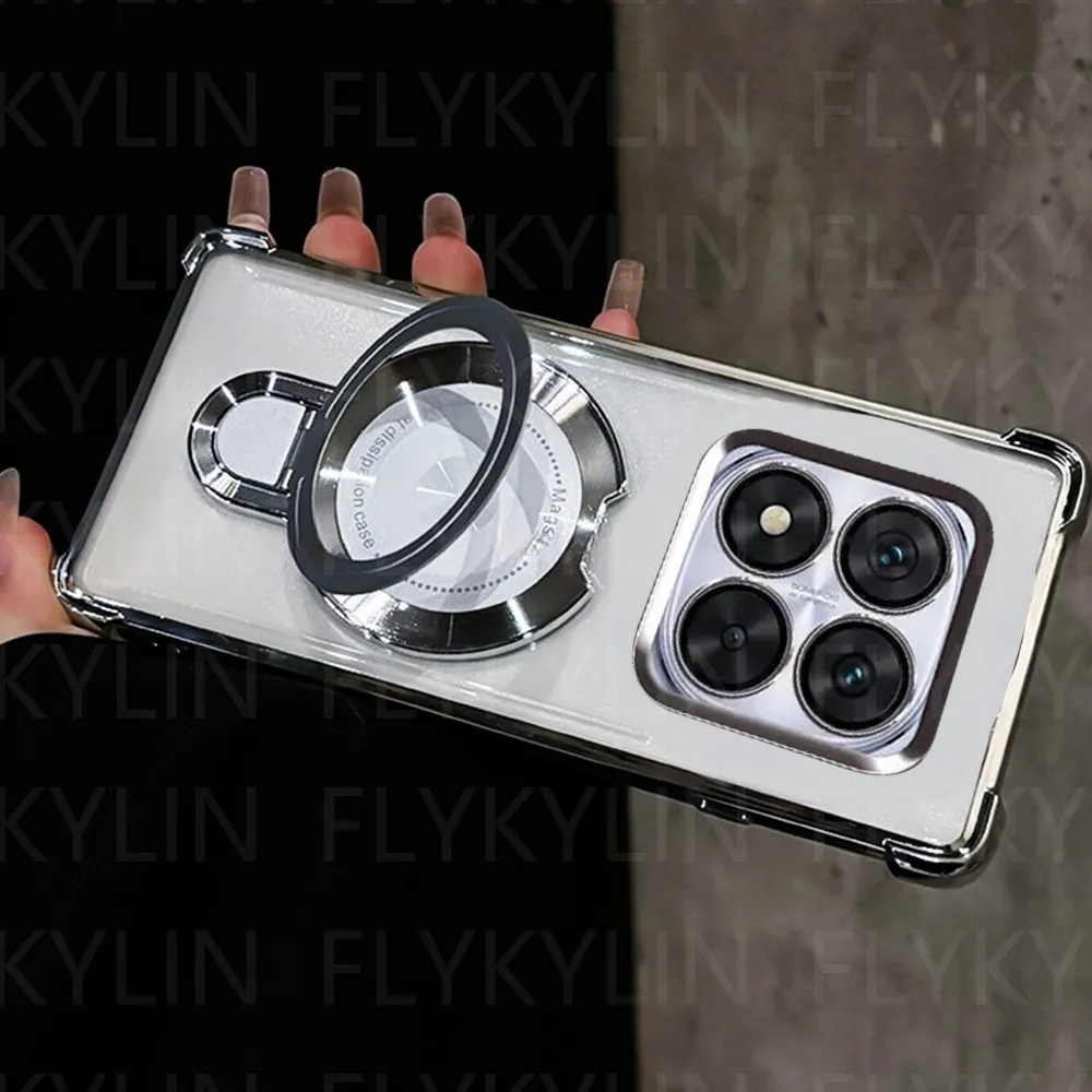 Funda de teléfono para Huawei P30 Lite P40 P50 P60 Pura 80 70 Pro Mate 50 soporte magnético chapado silicona transparente cubierta a prueba de golpes - imagen 2