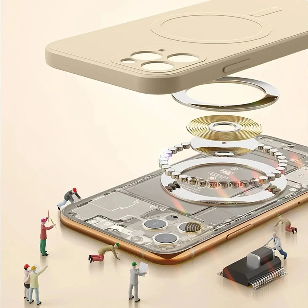 Nueva funda suave antideslizante de lujo para personas mayores para iPhone 16 15 14 13 12 11 Pro Max Plus Magsafe película de lente magnética cubierta protectora - imagen 2