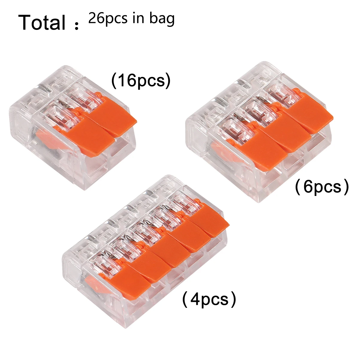 26 conectores de cable de palanca, conectores de cable rápidos de 2/3/5 puertos, conectores de cable de tuercas de palanca eléctrica, terminal conductor a presión