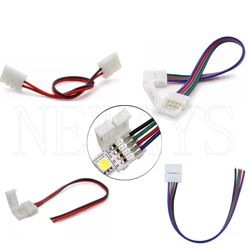 10 Uds 2/3/4/5/6 Pin conector para tira de LED para 8mm 10mm 12mm 3528 5050 5630 RGB RGBW IP20 cinta de luz LED no impermeable al cable - imagen 2