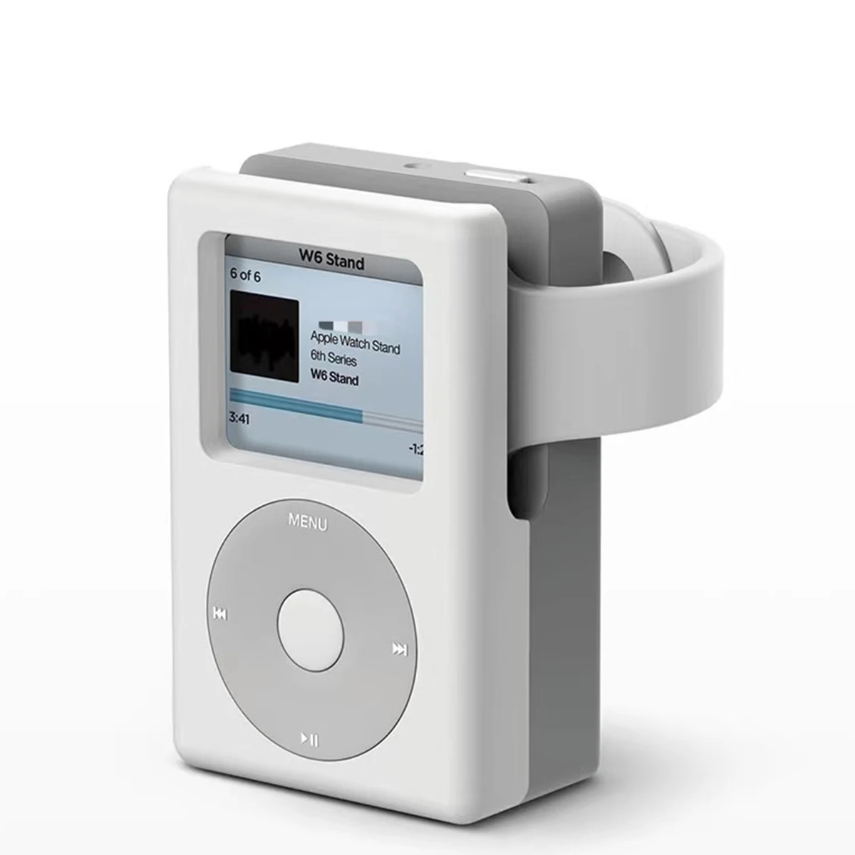 Soporte para cargador de reloj inteligente, Base de carga de escritorio de silicona con patrón de reproductor de MP3 Retro para Apple Watch 8, 7, 6, 5, 4, 3, 2, 1, Se - imagen 3