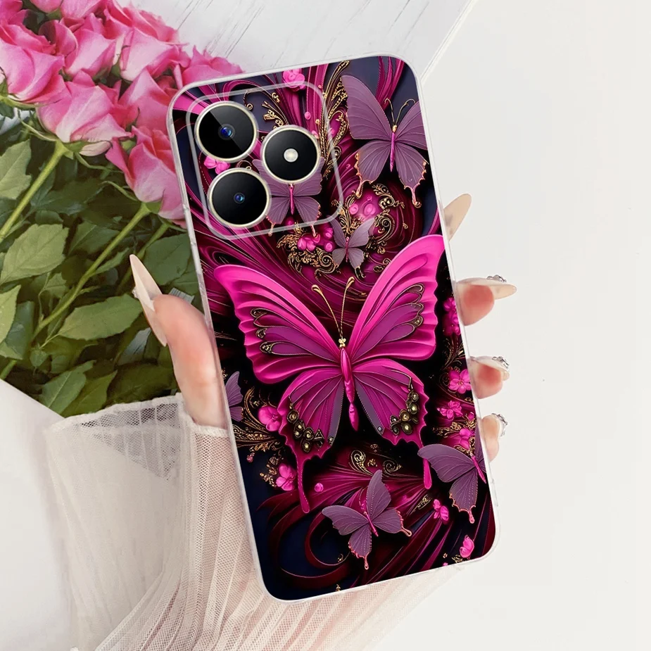 Para Realme Note 50 funda RMX3834 nueva mariposa flores cubierta pintada funda de silicona suave para Realme Note 60 60X Note50 Note60 bolsas - imagen 5