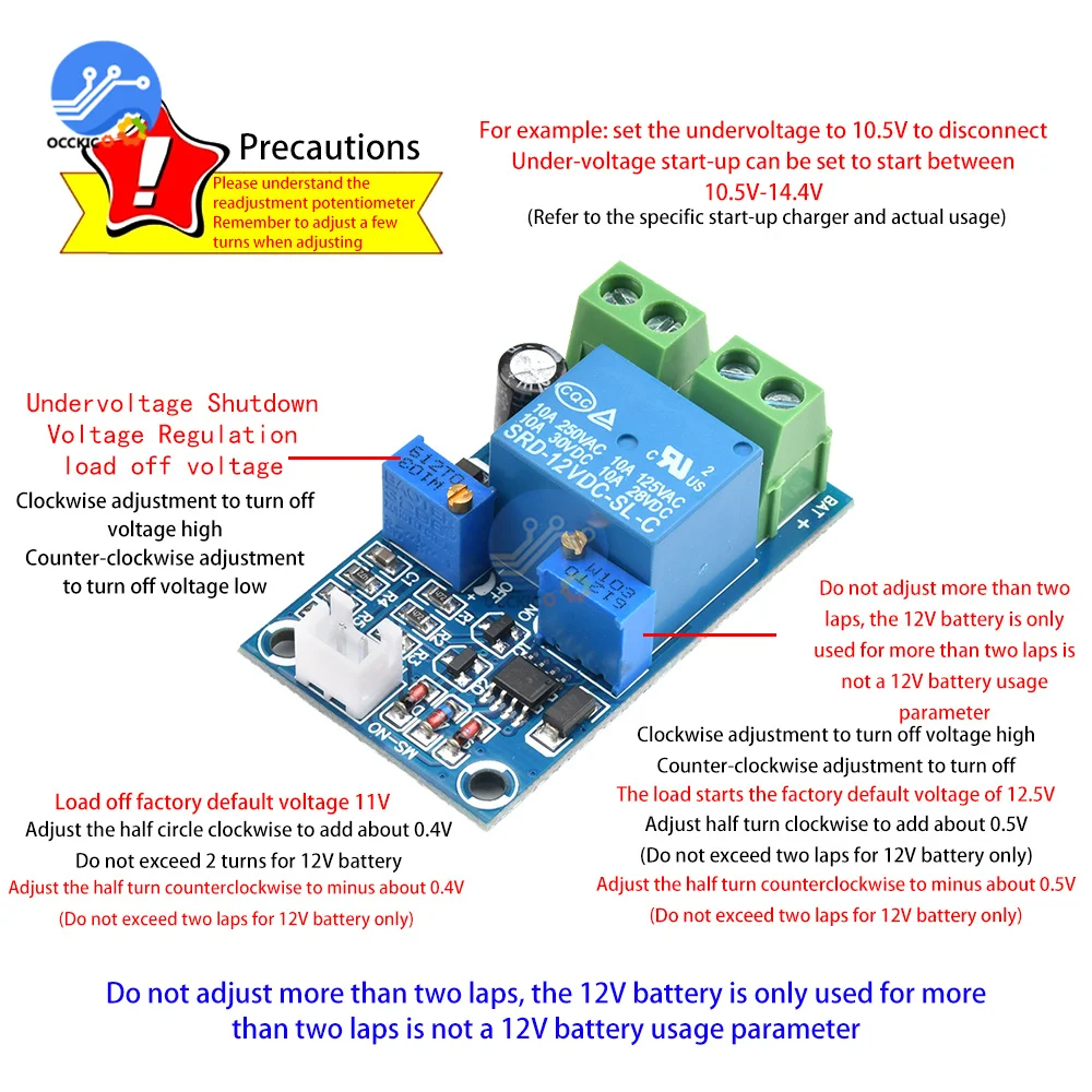 Módulo de batería de almacenamiento de 12V, batería de bajo voltaje, corte, interruptor automático, módulo de protección de recuperación - imagen 4