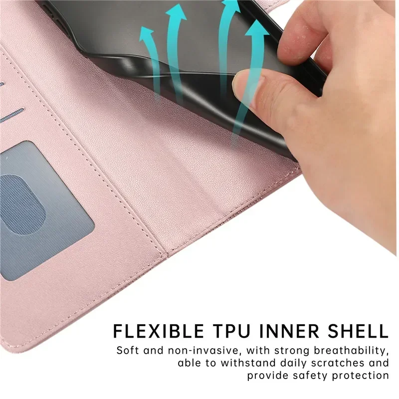 Funda de cuero de lujo para teléfono con tarjetas, billetera para IPhone 16, 15, 14, 13, 12 Pro Max Plus SE 4, SE4, 16Pro, 15Pro, funda con soporte abatible - imagen 4