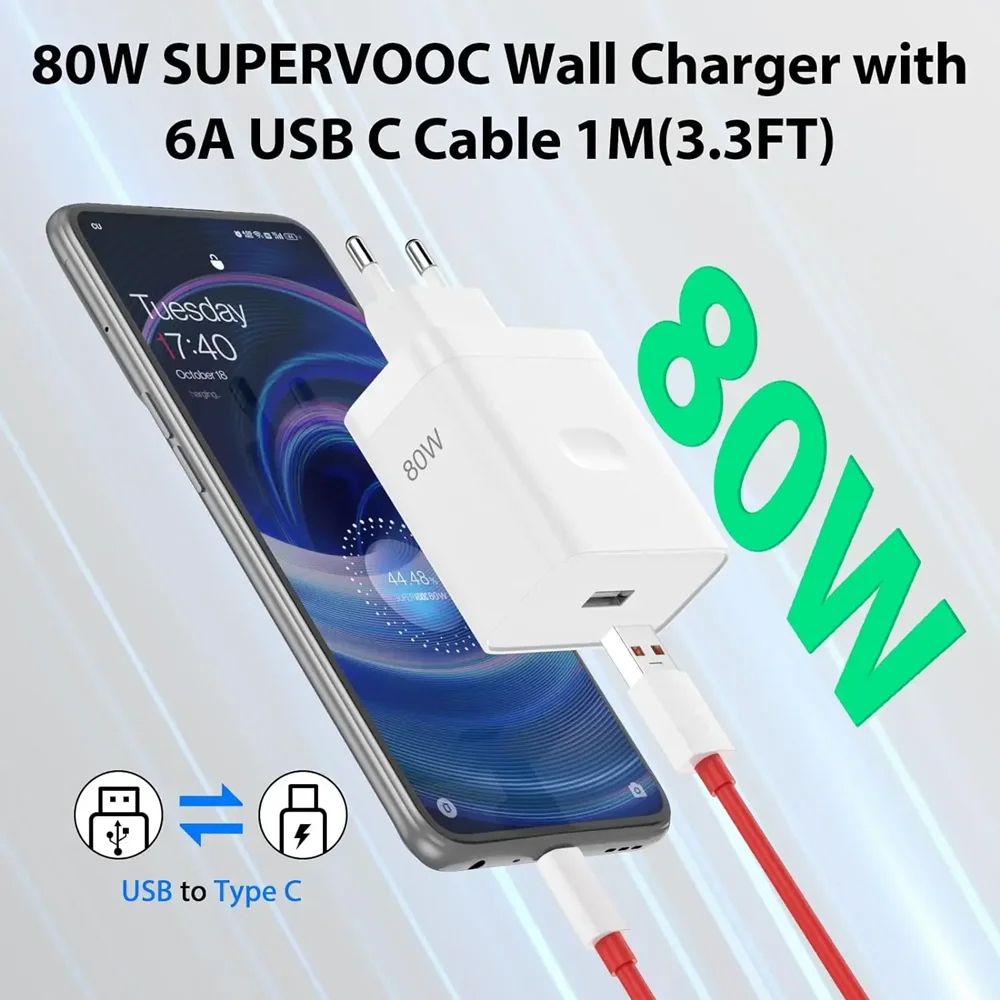 Cable tipo C de cargador rápido SuperVooc de 80W para OnePlus 8T 9 10 11 12 13 Nord CE 2 3 Lite OPPO Realme Ultra Flash Cable USB de carga - imagen 3