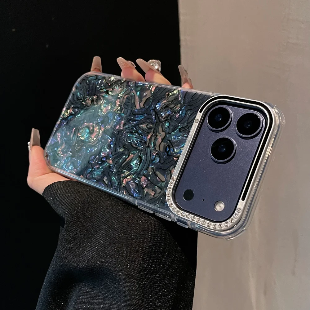 Funda brillante de lujo Aurora para iPhone 17 Air 16 15 14 13 Pro Max Plus, funda protectora transparente a prueba de golpes con diamantes de imitación estéticos de TPU - imagen 5