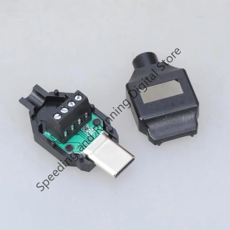 Adaptador USB C sin soldadura, bloque de terminales macho tipo C, conector de carga rápida de datos, enchufe de placa de terminales de tornillo de 4 pines y 5 pines - imagen 3