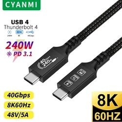 Cable USB4 Thunderbolt 4 USB-C a USB-C para iPhone 15 Pro 240W