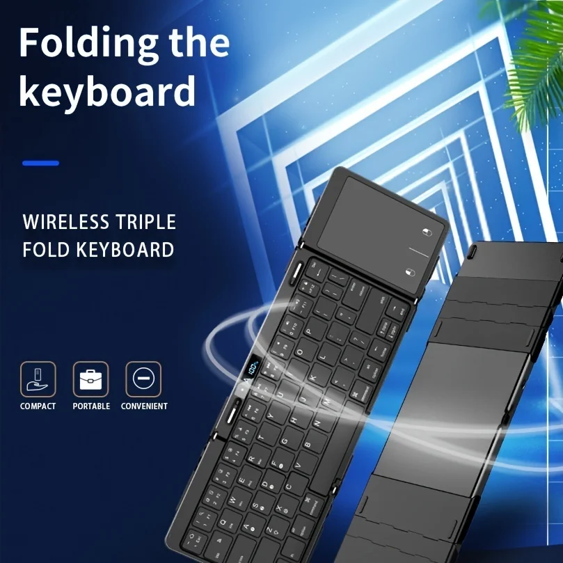 Teclado plegable inalámbrico con retroiluminación RGB, teclado Bluetooth plegable con panel táctil, teclado de viaje para iOS, Android, Mac OS - imagen 3