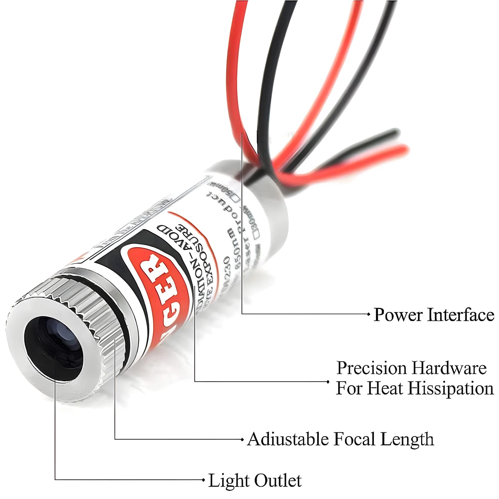 650nm 5mW punto rojo/línea/módulo láser cruzado cabeza lente de cristal enfocable Industrial longitud Focal ajustable 3-5V - imagen 3