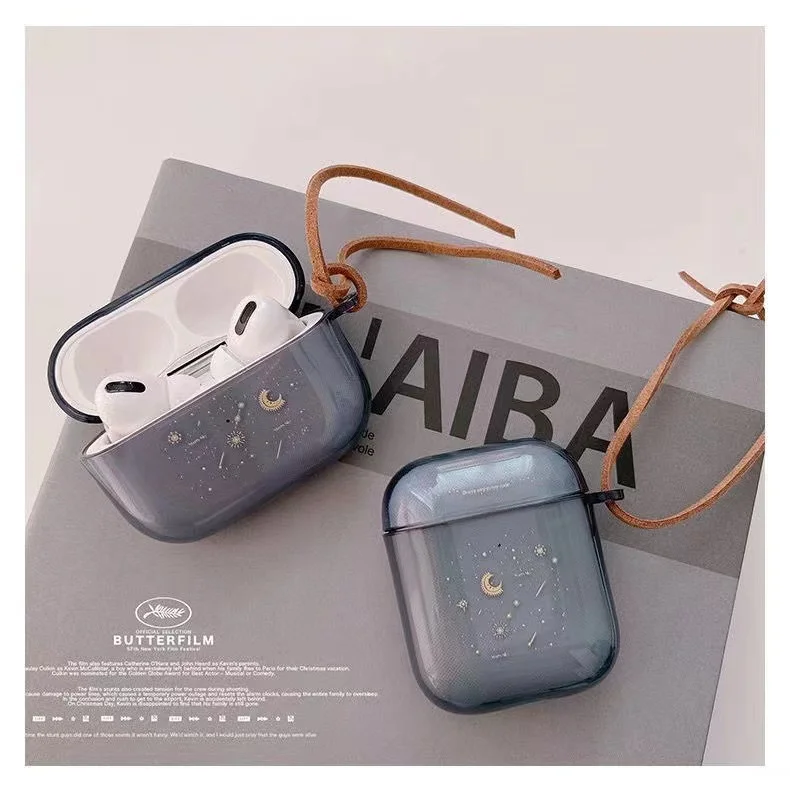 Fundas para auriculares con diseño de estrella y luna para Apple AirPods 1/ 2/ 3/ Pro, funda protectora, accesorios para auriculares, caja protectora, 1 ud. - imagen 3