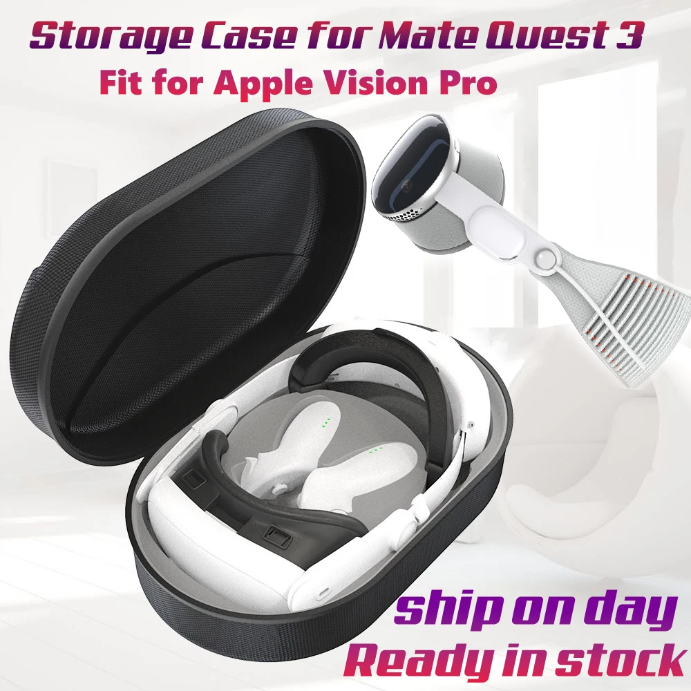 Estuche rígido de transporte Compatible con 2023 Meta Oculus Quest 3 y Apple Vision Pro, apto para correa Elite VR, accesorios de viaje