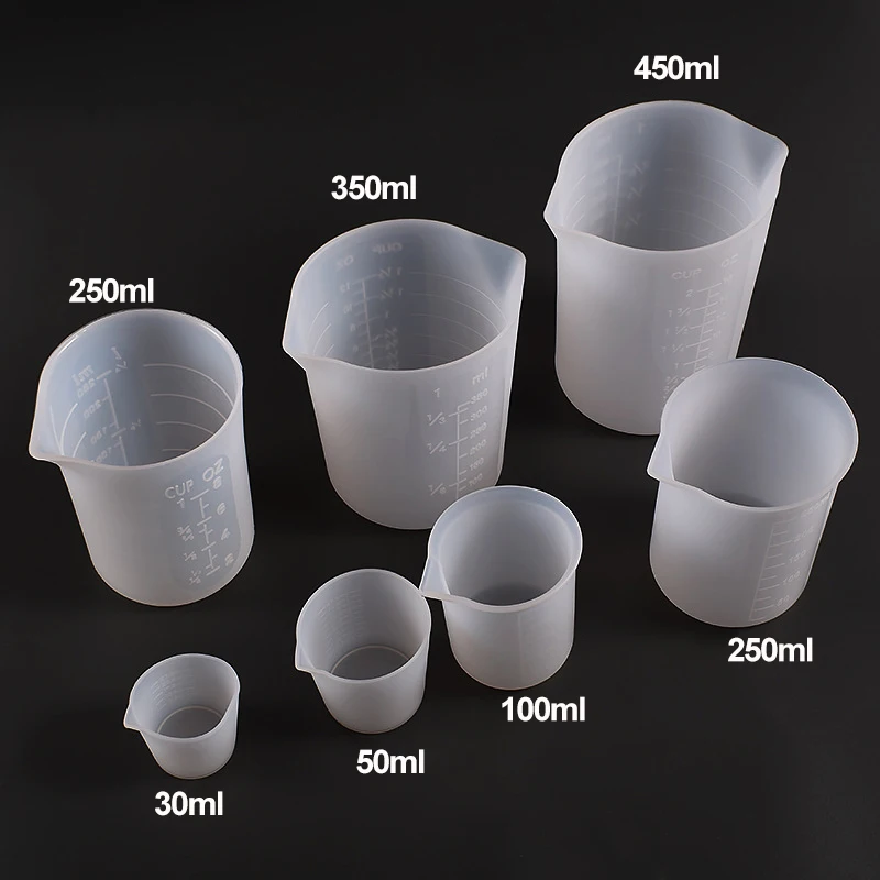 Taza medidora de silicona transparente con escala, tazas separadoras de calidad alimentaria, herramientas para hacer joyas, resina epoxi, 30-1000ml, 1 ud. - imagen 2