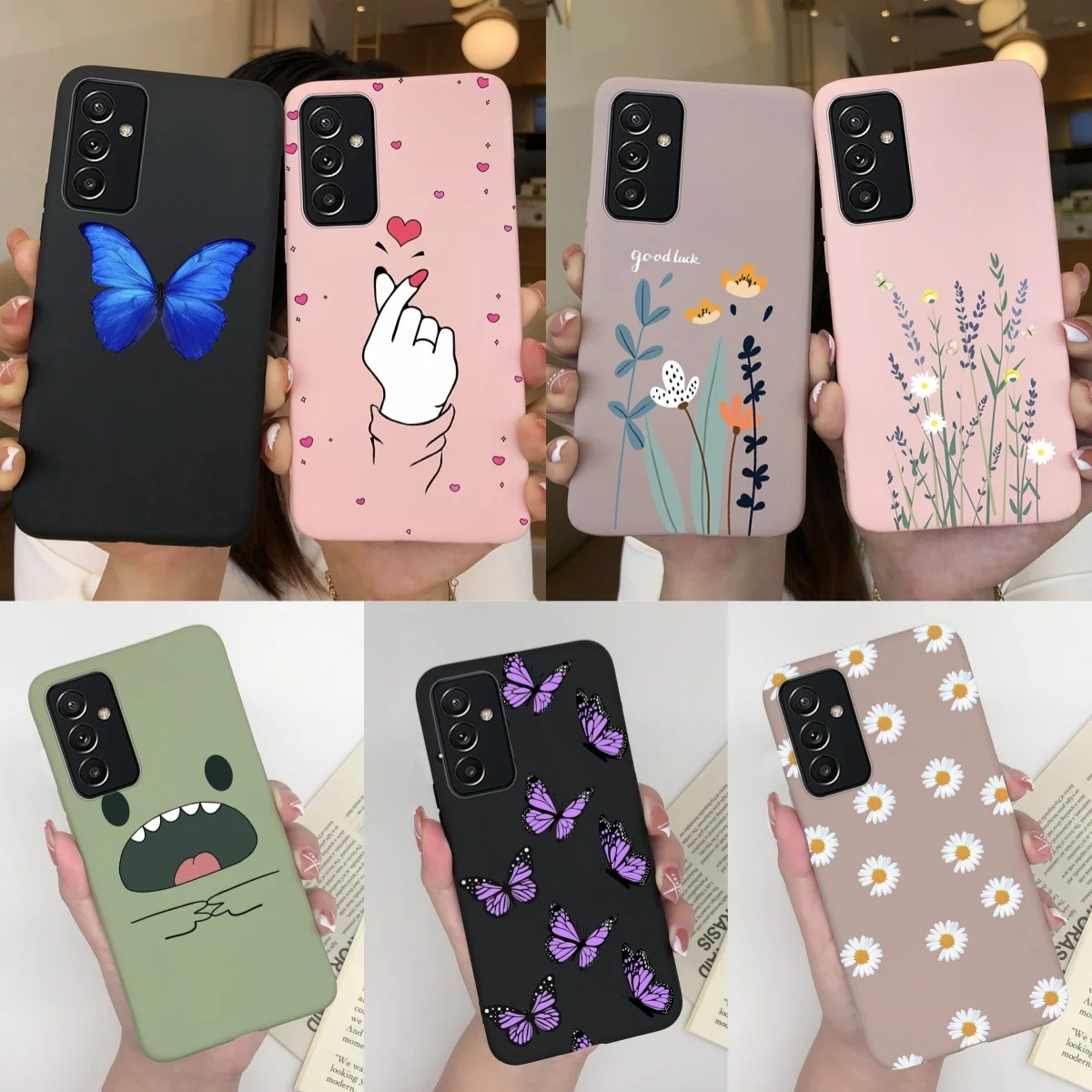 Para Samsung A82 Funda de teléfono mariposa lavanda mate Funda para Samsung Galaxy A82 A 82 Funda de silicona suave a prueba de golpes Capa