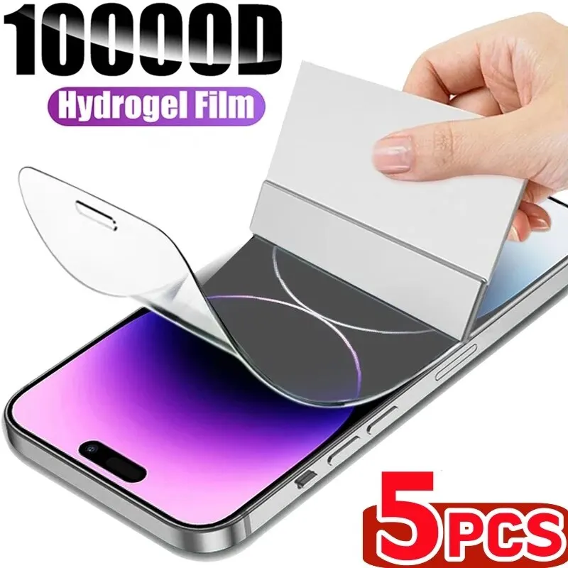 5 uds película de hidrogel cubierta completa para iPhone 11 12 13 14 15 Pro Max Protector de pantalla para iPhone 15 14 13 12 11 película no de vidrio