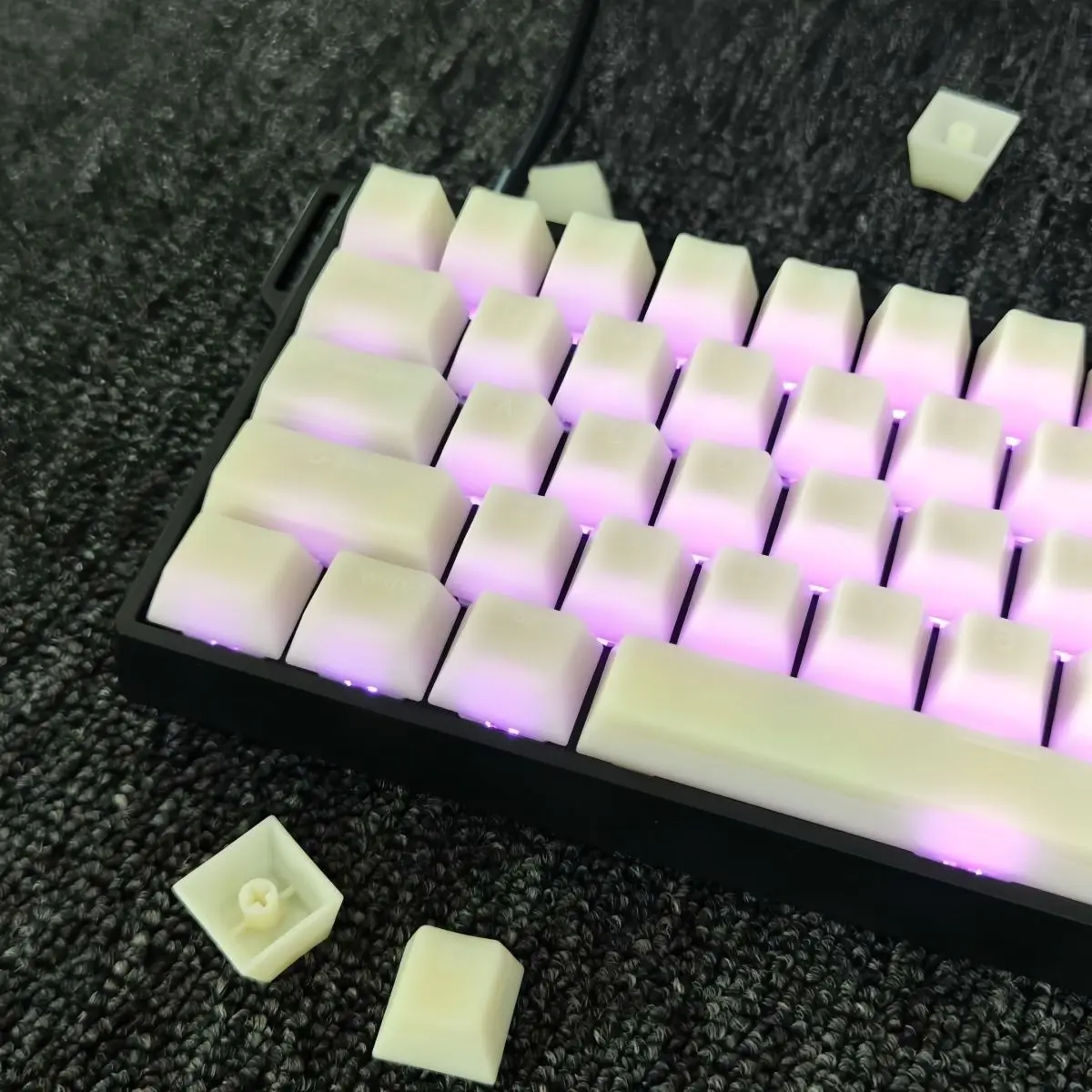 Teclas de pudín translúcidas retroiluminadas RGB de Jade blanco de 114 teclas, teclas PBT de doble disparo, perfil OEM para interruptores MX, teclado para juegos - imagen 2