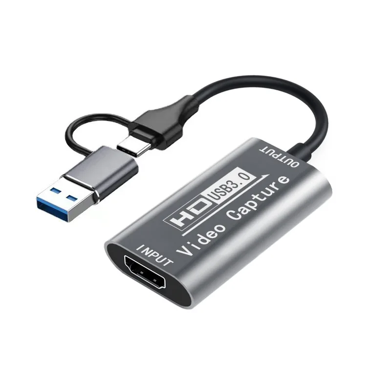 Tarjeta de captura de vídeo 2 en 1 con HDMI 4K a tipo C, convertidor de Audio y vídeo USB 3,0, adaptador de monitoreo para ordenador portátil y Smartphone