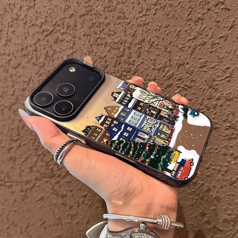 Funda de teléfono con paisaje de nieve y edificio Rural para iPhone 17 16 15 Pro Max 14 Plus 13 12 11 XS X XR 7 8 Plus, cubierta mate a prueba de golpes - imagen 4