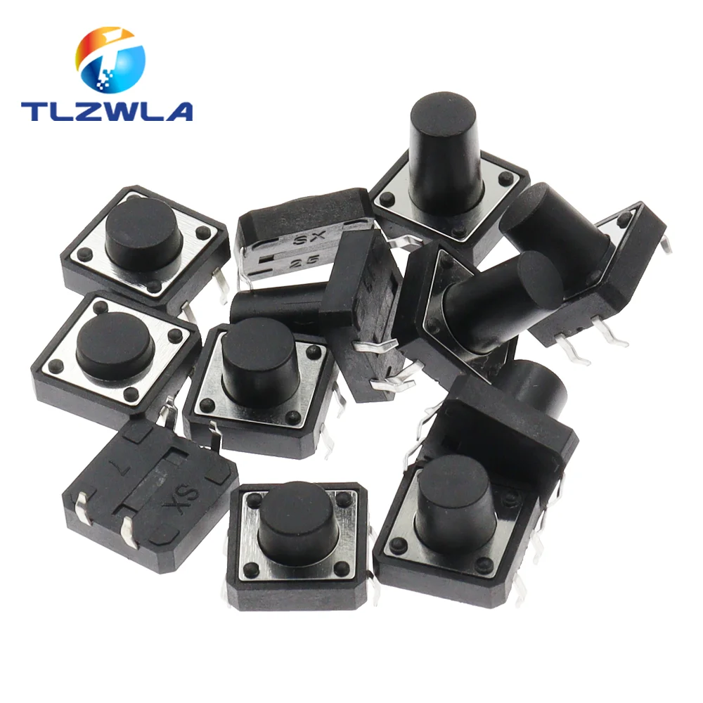 10 Uds PCB táctil interruptor de botón DIP 4 pines Micro interruptor 12*12*4,3/5/6/7/8/9/10/11/12 MM 12X12X4,3 MM 5MM 6MM 7MM 8MM 9MM - imagen 2