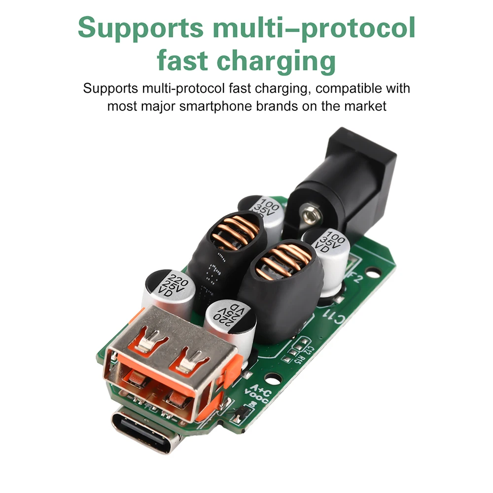 Adaptador de Carga Rápida para Teléfono Móvil QC3.0/QC3.0+ USB Tipo-C, Módulo Reductor de Voltaje DC9-30V, Compatible con Carga Rápida Multiprotocolo - imagen 3